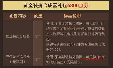 dnf黄金装扮合成器礼包多少钱？能开出什么？