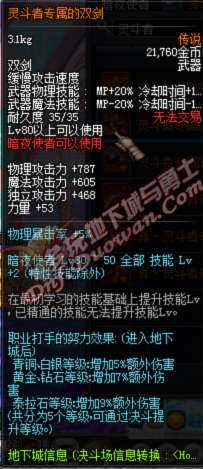 dnf大转移新增传说武器属性（灵斗者系列）